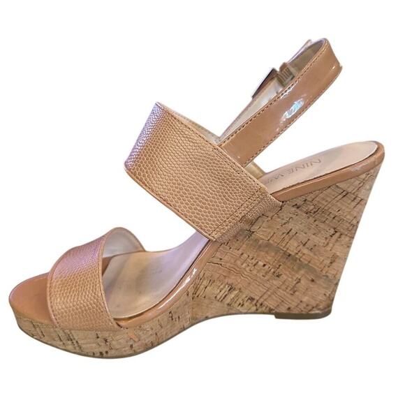 Nine West Women's Cork Wedge Sandals tan Size 6M Casual Summer - Picture 4 of 9